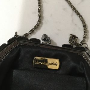 Black and gun metal grey chain link evening bag